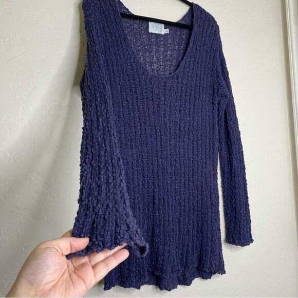 Michael Stars Purple Loose Knit 100% Cotton Scoop Neck Sweater XS - Picture 2 of 12